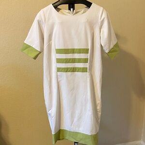 Elegant White and Green Women's Mini Dress
